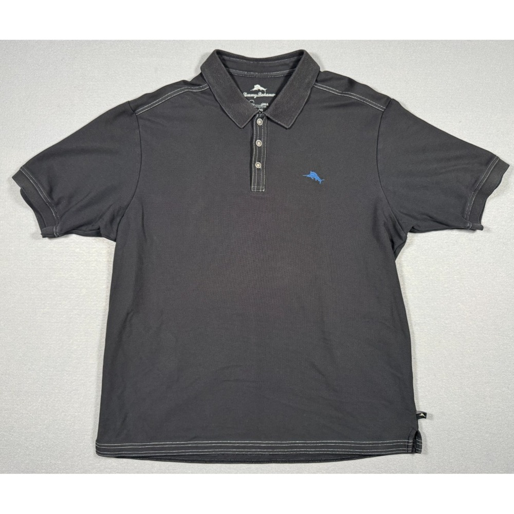 Tommy Bahama Men's Island Zone Supima Polo Shirt - Black - Size XL